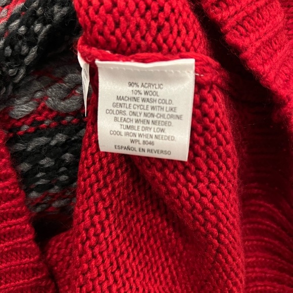 Club Room Fair Isle Sweater Black Red Roll Over Collar Size XXL NWT Ski Nordic - Picture 7 of 8